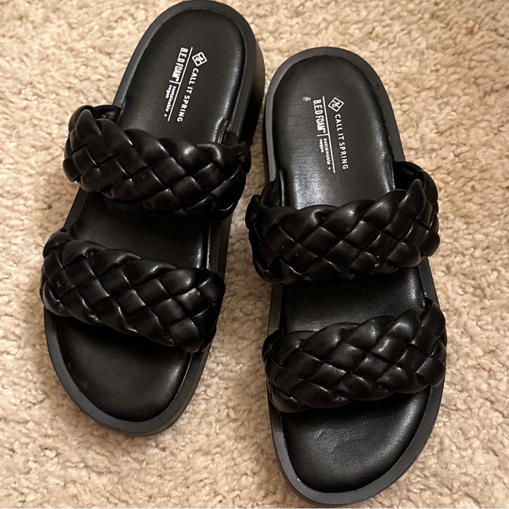 New - Call It Spring Women's Dakoda Black Braided Woven Sandals / Size 8 / 38.5